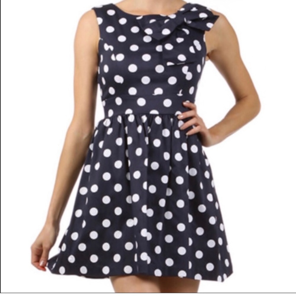 NWT IXIA Navy & White polka dot dress for
ModCloth 
Size Medium